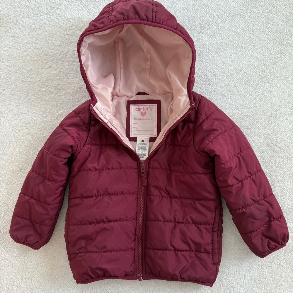 Carter's Burgundy Hooded Puffer Jacket